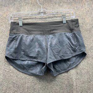 Lululemon Speed Up Shorts Women 4 Gray Camo Mid Rise 2.5" Running Shorts